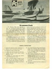 Vintage 1958 ITC Model Craft GRUMMAN J2F DUCK Kit #3727 Instructions & Diagrams!