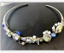 Fused Dichroic Glass Fish Necklace Sterling Silver Chocker Necklace