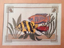Tropical Fish counted cross stitch magazine pattern, Aida & floss lot 