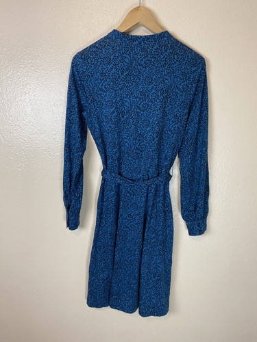 Boden 8 Julia Jersey Shirt Dress Blue Long Sleeve Button Up Knee Length Floral - Picture 3 of 5