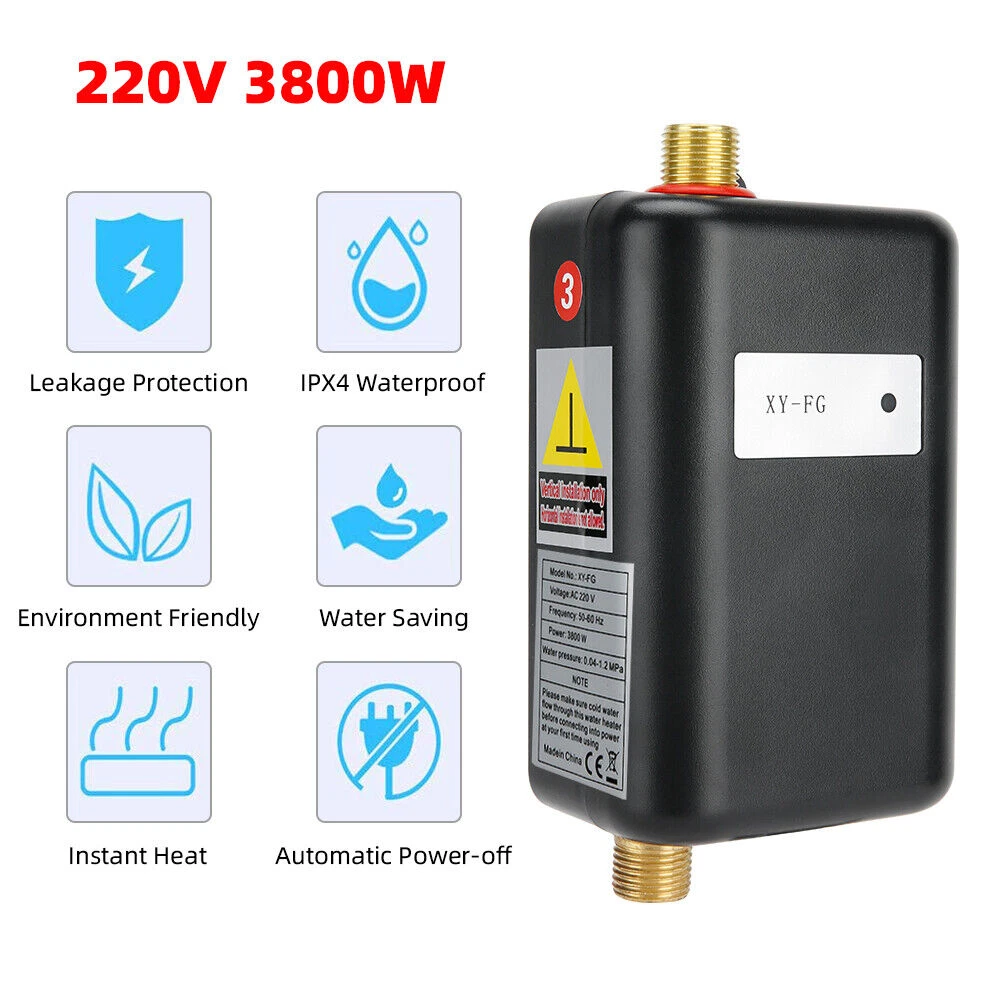 Electric Instant Hot Water Heater Safety Shower Under Sink Tankles Kitchen  Hotel | eBay