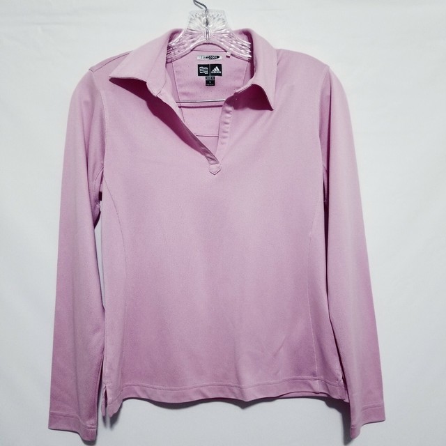 Adidas Pink women S long sleeves V neck Clima Cool Top EUC | eBay