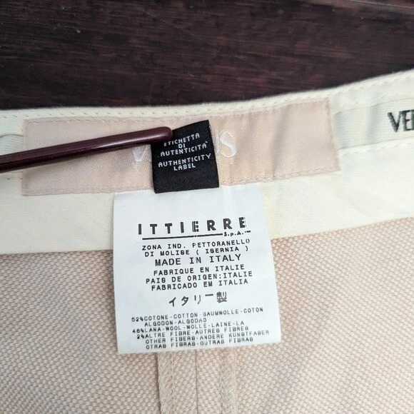 Pantalone VERSUS VERSACE cotone lana mezzarise con zip alla caviglia blush beige 28 42 US 6