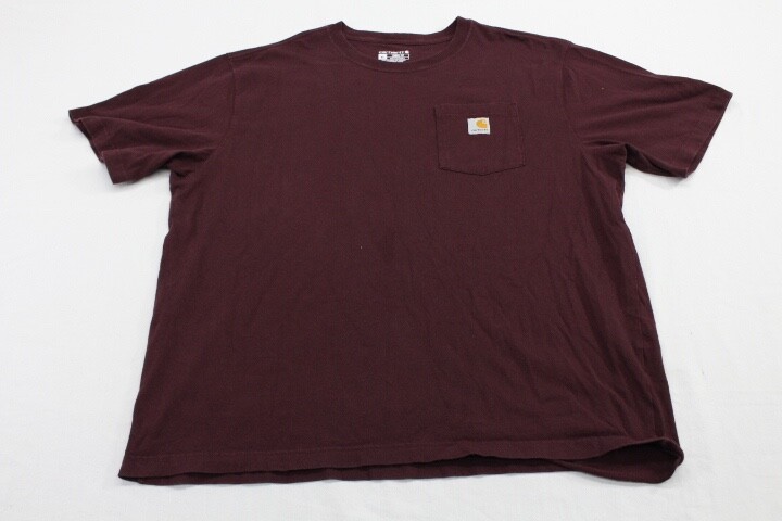 Carhartt Mens T Shirt Shirt Size XL Loose Fit Tee Maroon Short Sleeve Pocket