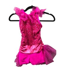 A Wish Come True Shortall Dance Costume Child SC Girls 5-7 Pink Sequin