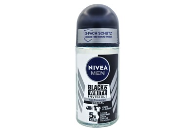 3 x 50ml Nivea Men Black & White invisible roll-on deodorant antiperspirant