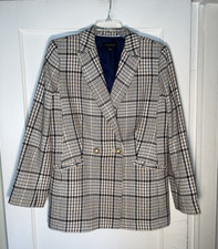 Talbots Houndstooth Plaid Blazer Double Breast Size 12. c982