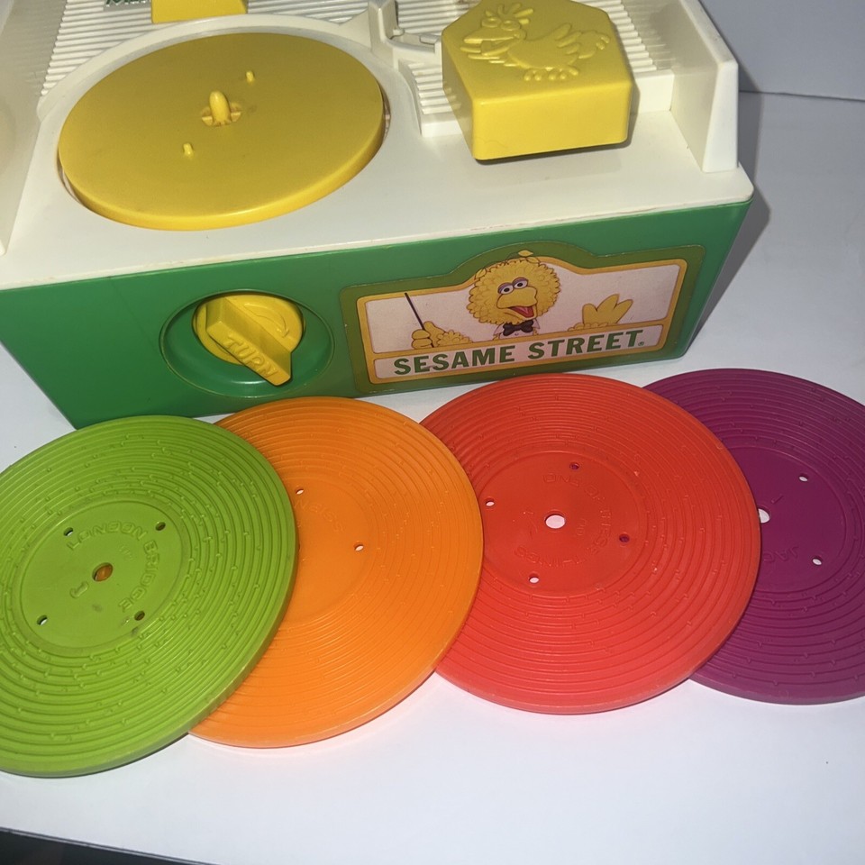 Vintage 1984 Fisher Price Sesame Street Music Box Record Player With 4