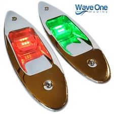 Wave One Marine | LED Flush Mount Shark Eye Stainless Navigation Light | 2NM