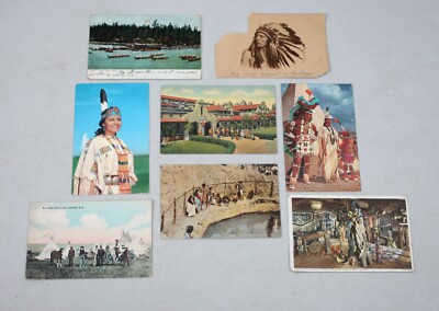 Vintage Postcard Lot of 8 Native American Indian Related Images 