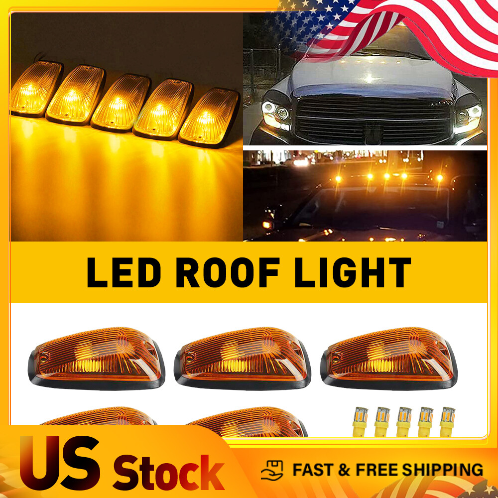 For Chevy GMC Truck LED Amber Cab Roof Running Side Marker Light 32174 Amber Lens