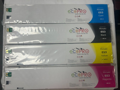1 Set Compatible Mimaki ES3 Solvent 440ml Ink Cartridge C/M/Y/B  EXP YR 2022