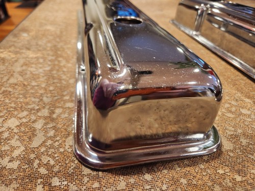 VINTAGE CHEVROLET SMALL BLOCK CHEVY POWER VALVE COVERS CHROME - Picture 8 of 15