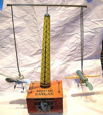 c. 1930'S MARX TIN LITHO TOY AIRMAIL HANGAR 41 WITH TWO WIND UP PLANES - RARE