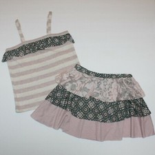 Big Citizen Girl's Dusty Pink Mixed Media Tank Top  Skirt Outfit Set in size 5