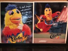 Lot of two color photos signed by Ted Giannoulas 1993 MLB San Diego Padres - The