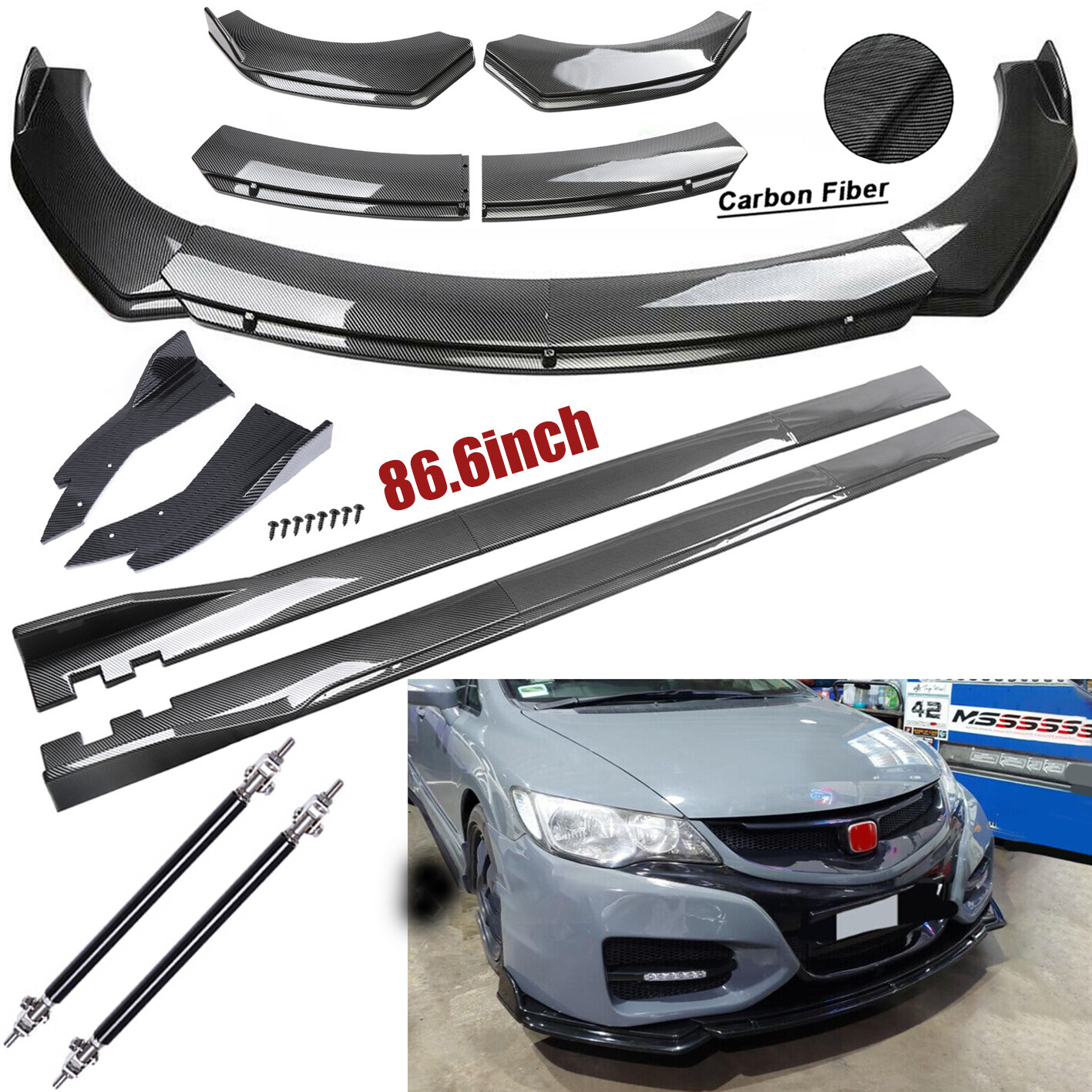 For Honda Civic Type R 06-22 Fiber Front Bumper Lip Spoiler 86.6