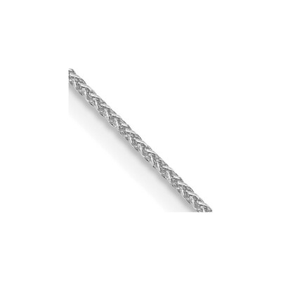 Echte 14kt Weißgold 14 Zoll 0,85 mm Spiga mit Karabinerverschluss Kette; 14 Zoll