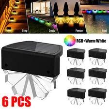 6XSolar RGB Deck Light Outdoor Garden Patio Pathway Stairs Step Fence Lamp J3D7
