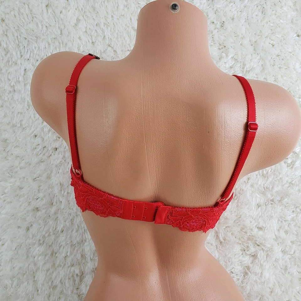 NWT Victoria's Secret 34C Red Lace Mesh Unlined Balconet Sexy Bra - Image 4 of 4