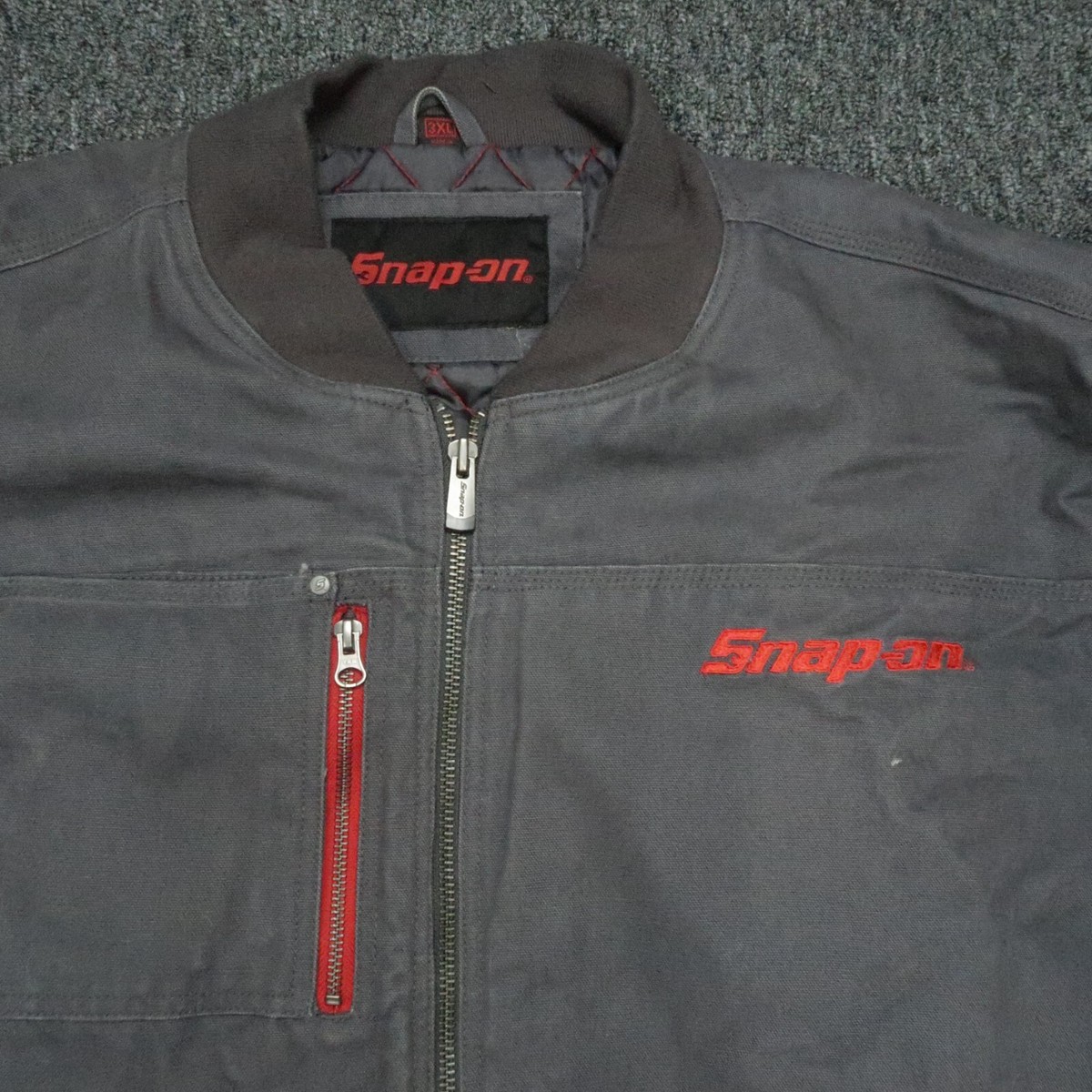 ジャケット・アウター Snap-on workwear Snap-On Workwear Jacket Mens XL Black Gray Full Zip Quilted