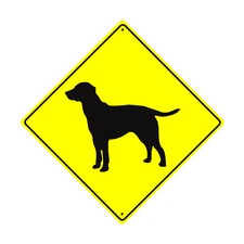 Black Lab Dog Symbol Crossing Animal Diamond Notice Aluminum Metal Sign