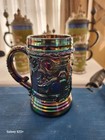 Greentown Westmoreland Blue Carnival Glass Stein Troubadour Decor E001 — photo 3