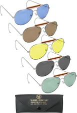 Aviator Sunglasses Air Force Style Chrome Frames with Case Military Sun Glasses