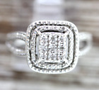 Vintage Natural Diamond Gemstone Sterling Silver 925 Ring Sz 6.75 Luxury