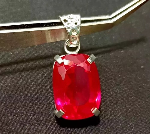 Certified 34.54 Ct+ Natural Red Ruby Pigeon Blood 925 Silver Pendant Loose Gem - Picture 2 of 7