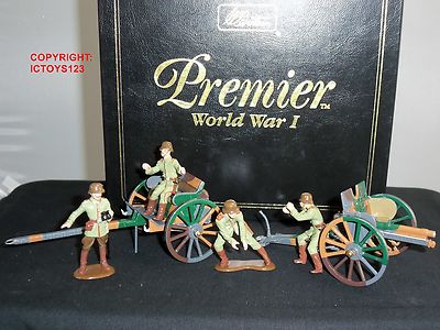 BRITAINS 41024 WW1 GERMAN 7.7MM GUN + LIMBER 4 MAN DETACHMENT TOY SOLDAT SET