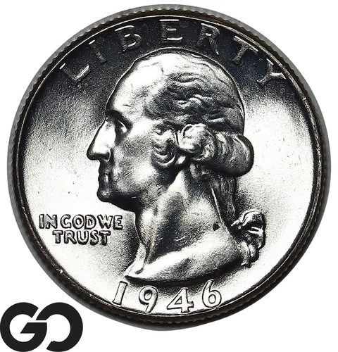 1946 Washington Quarter *Blast White*, Solid Gem BU++