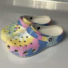 Crocs Classic Clogs "Rainbow Tie Dye" Colorful Multicolor Toddler Sz 3 Pastels
