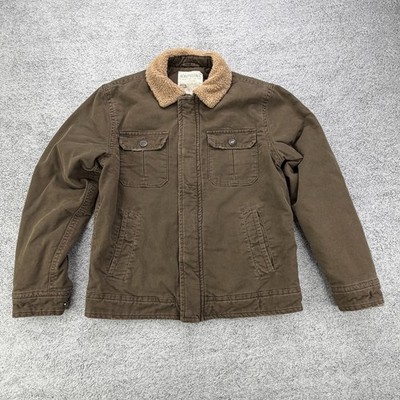 Aeropostale Field Jacket Men Medium Canvas Sherpa Collar Distressed Chore Coat