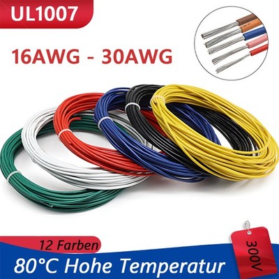 UL1007 16AWG-30AWG Wire Cable Kupfer verzinntes Aufhängen 300V 80°C Litzenkabel