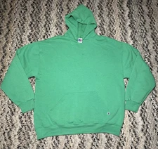 Vtg 90s Russell Athletic Hoodie XL Kelly Green Pullover Blank Essential Sweater