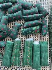 Lot of 32 Handmade Mini Fabric Primitive Christmas Ornaments / Bowl Fillers