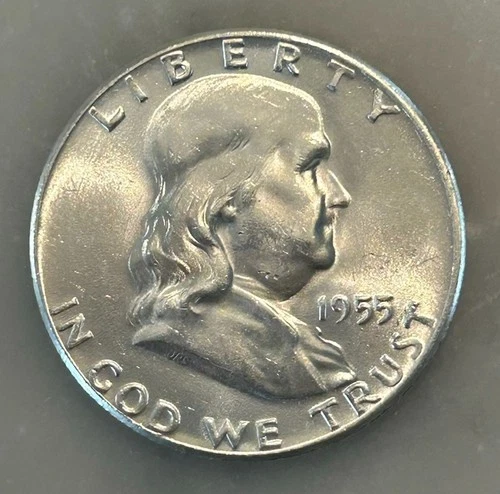 1955-P Franklin Half Dollar - AU - About Uncirculated - 90% Silver