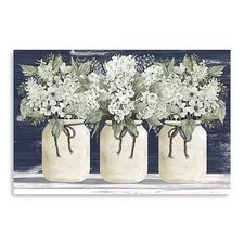 White Floral Trio Canvas Art Print Neutral Botanical Wall Decor