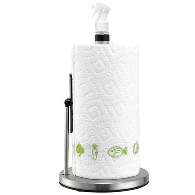 sagetta Paper Towel Holder with Spray Bottle Pump and Tension Brushed Nickel 
