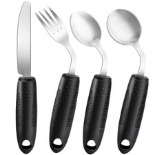 4Pcs Weighted Adaptive Utensils, 45 Angled Parkinsons Utensils for Elderly, W...