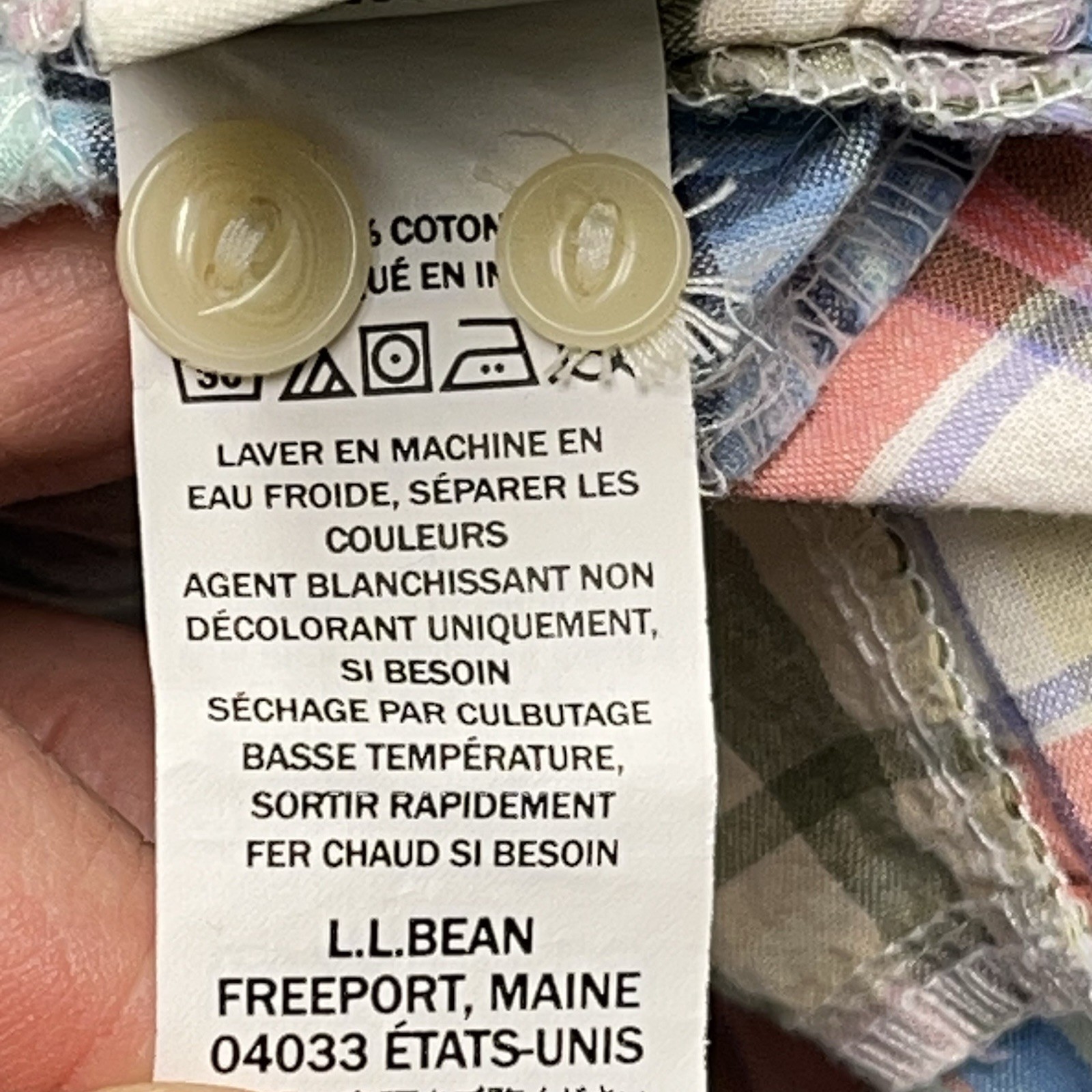 LL BEAN Shirt Medium Madras Patchwork Button Fron… - image 8