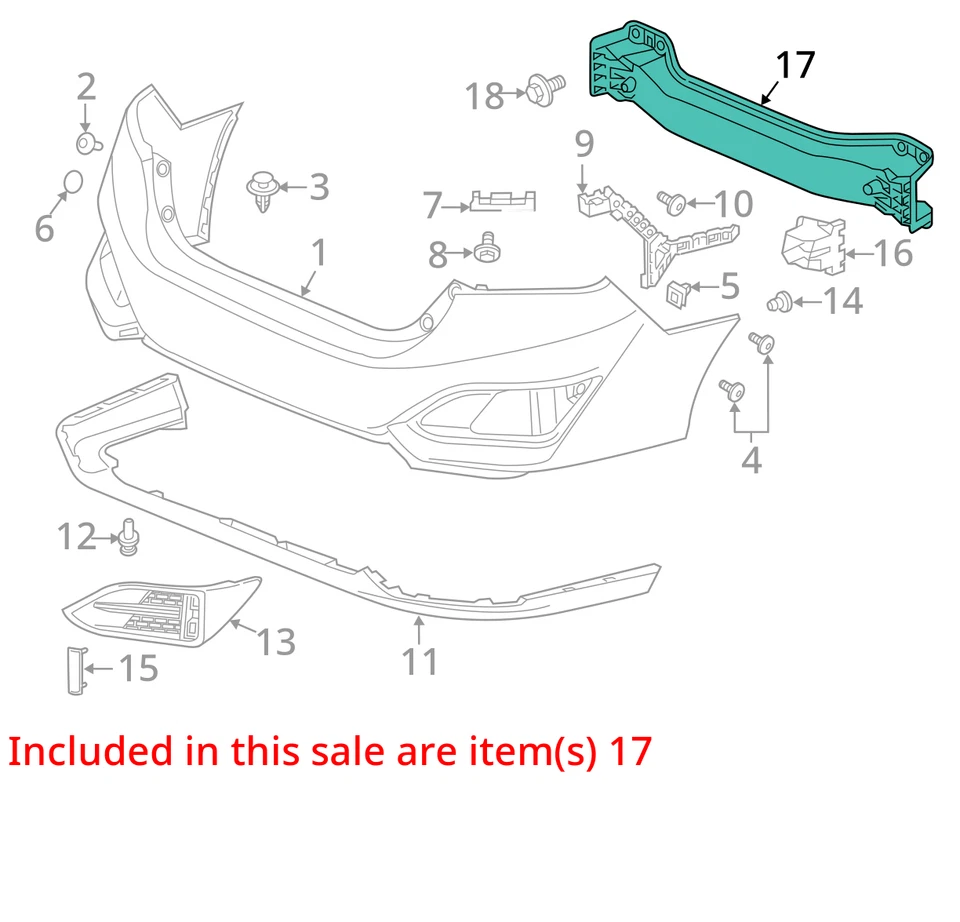 2018-2021 HONDA CLARITY 1.5L FWD REAR BUMPER REINFORCEMENT BAR - Imagem 4 de 4