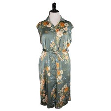 BISHOP + YOUNG NEW $108 Button Down Belted Dress in Teal Floral 2XP
