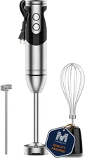Pro Titanium Reinforced 3-in-1 Immersion Hand Blender, Powerful Copper Motor ...