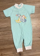 Vintage Light Blue Footless Baby Sleeper Size 6 Months