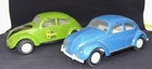 2 Vintage Tonka Volkswagen Beetles VW Bugs 1 Blue 1 Green - 1960’s