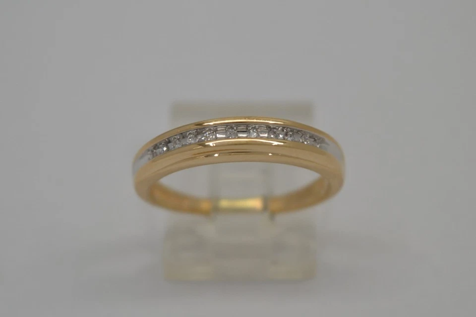 Alianza de boda de diamantes de 14K 11 diamantes de oro amarillo de 14K de 0,22 quilates de 3,5 g talla: (FCO022700) Foto 3 de 4