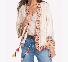 Johnny Was Isolde Floral Embriodered Eyelet Patchwork Kimono Top. Sz. XL