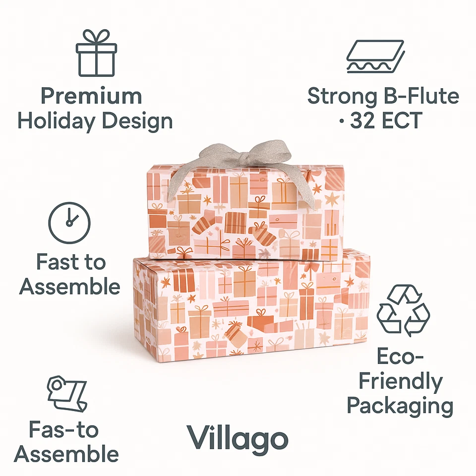 8x4x4 Christmas Gifts Designer Shipping Boxes B-Flute 32 ECT – 25/50/100/200 - Image 4 of 4